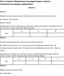 Обложка для материала Тест по темам по русскому языку