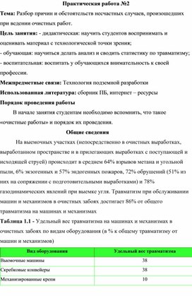 Разбор причин и обстоятельств   конкретных   несчастных случаев, происшедших на внутришахтном транспорте.