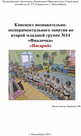 Обложка для материала Конспект экспериментального занятия во второй младшей группе Носарий