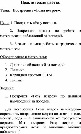 Обложка для материала Практическая работа для 6 класса "Роза ветров"