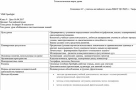 Технологическая карта к уроку английского языка в 9 классе