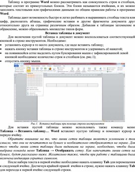 Обложка для материала Вставка таблицы в документ