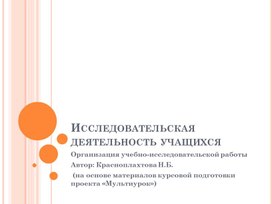 Презентация для учителя "Исследовательская деятельность учащихся"