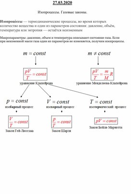 Лекция по теме "Изопроцессы"