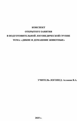 Обложка для материала Конспект открытого занятия
