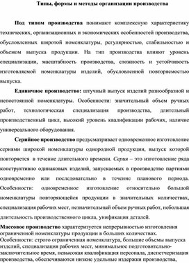 Обложка для материала Типы, формы и методы организации производства