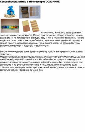 Обложка для материала Сенсорное развитие в Монтессори