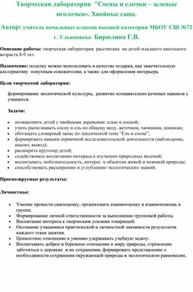 Творческая лаборатория для учащихся начальной школы.