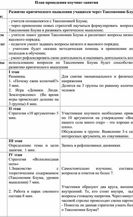 Обложка для материала Развитие критического мышления учащихся через Таксономию Блума