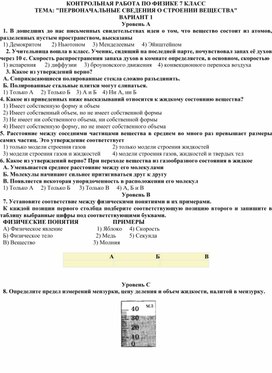 7 класс, 11 урок, контрольная работа