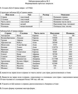 Обложка для материала Лабораторная работа № 3 Формирование простых запросов