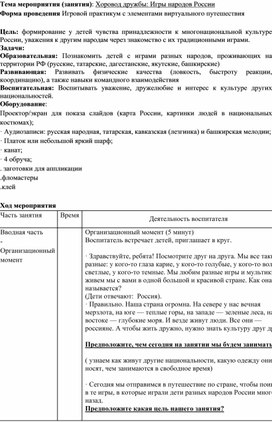 Обложка для материала Конспект внеклассного мероприятия "Хоровод дружбы. Игры народов России"