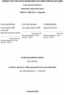 Обложка для материала Рабочая программа по английскому языку 2-4 классы