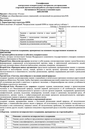 Обложка для материала стартовая диагностика , биология 10 класс