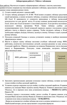 Обложка для материала Лабораторная работа 4. Работа с таблицами