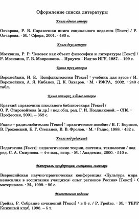 Образец оформление  списка литературы в индивидуально проекте