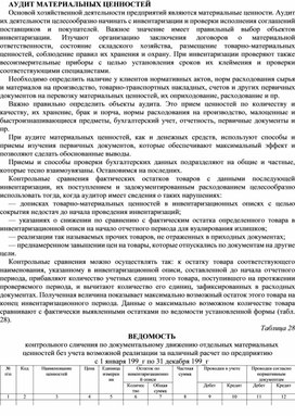 Обложка для материала АУДИТ МАТЕРИАЛЬНЫХ ЦЕННОСТЕЙ