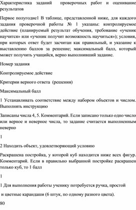 Обложка для материала Характеристика заданий  проверочных работ и оценивание результатов