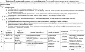 Здоровьесберегающий проект в старшей группе «Здоровый дошкольник - счастливая семья»