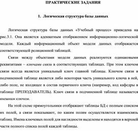 Обложка для материала ПРАКТИЧЕСКИЕ ЗАДАНИЯ  1.	Логическая структура базы данных