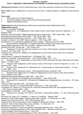 Обложка для материала Конспект лекції №7 ТЕМА 7. ВИКОРИСТАННЯ ФОРМУЛ І ФУНКЦІЙ. ГРАФІЧНЕ ПРЕДСТАВЛЕННЯ ДАНИХ