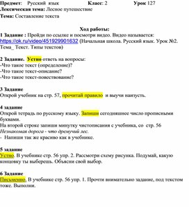 Тема: Составление текста. Русский язык (2 класс)