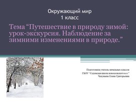Обложка для материала Тема “Путешествие в природу зимой: урок-экскурсия. Наблюдение за зимними изменениями в природе.”