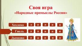 Обложка для материала Своя игра «Народные промыслы России»