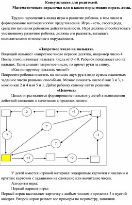 "Игры дома по развитию математических способностей дошкольников"