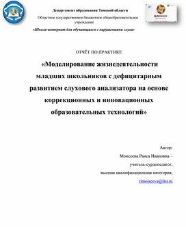 Обложка для материала ОТЧЁТ ПО ПРАКТИКЕ  «Моделирование жизнедеятельности младших школьников с дефицитарным развитием слухового анализатора на основе коррекционных и инновационных образовательных технологий»