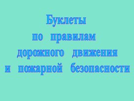 Буклет по пожарной и дорожной безопасности