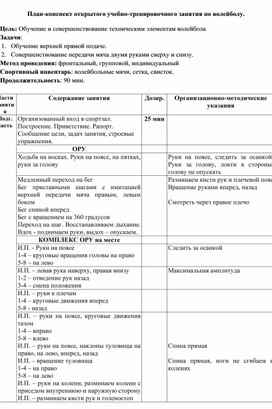 Обложка для материала План-конспект открытого учебно-тренировочного занятия по волейболу.