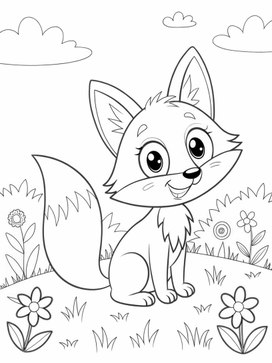 Обложка для материала Раскраска для детей 3-6 лет "Забавный лисенок"