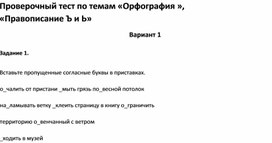 Проверочный тест по темам «Орфография », «Правописание Ъ и Ь»