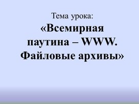 Презентация урока: "Всемирная паутина. Файловые архивы"