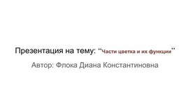 Обложка для материала Презентация на тему: “Части цветка и их функции”