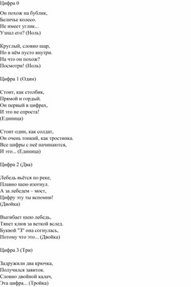 Обложка для материала Загадки о цифрах дошкольникам