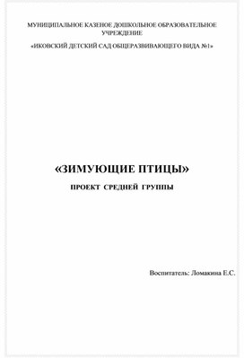 Проект "Зимующие птицы родного края" с детьми среднего дошкольного возраста