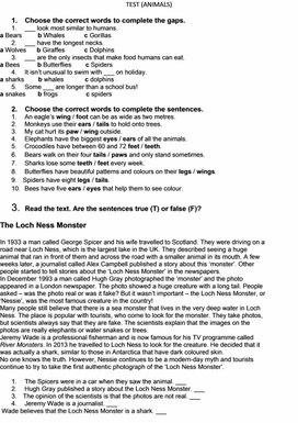 Обложка для материала Тест по теме "Животные"