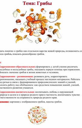 Обложка для материала Грибы