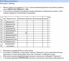 Электронная таблица Microsoft Excel