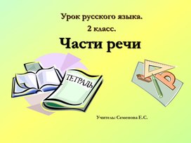 Урок 2 класса закрепление темы по русскому языку Части речи