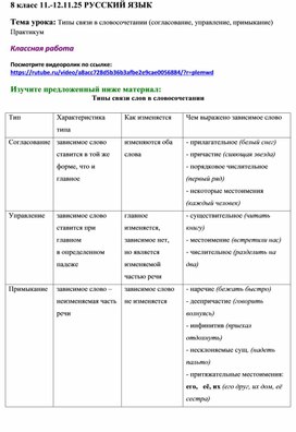 Обложка для материала Типы связей в словосочетании. 8 класс