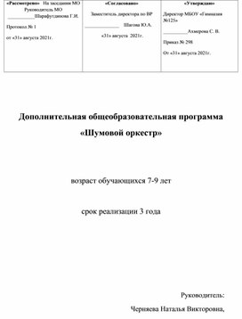 Авторская программа "Шумовой оркестр "