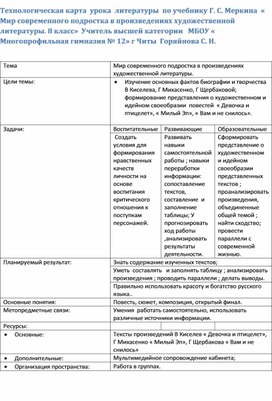 Разработка урока на тему " Мир современного подростка в произведениях художественной литературы"