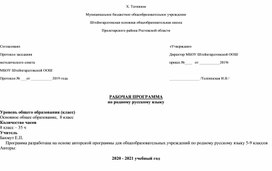 РАБОЧАЯ ПРОГРАММА по родному русскому языку