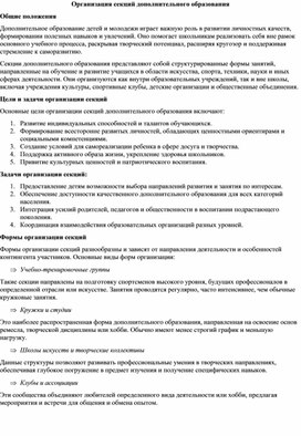 Обложка для материала Организация секций дополнительного образования