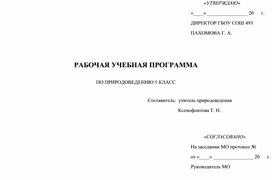 Рабочая программа по природоведению 5 класс