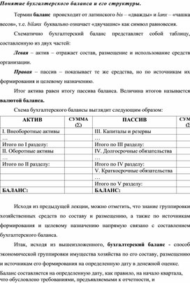 Обложка для материала Понятие бухгалтерского баланса и его структуры
