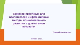 Обложка для материала Семинар-практикум для воспитателей «Эффективные методы познавательного развития в дошкольном возрасте»